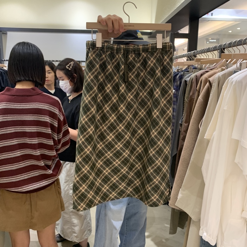 SELF SERVICE東大門㊣代購女士新品休閑半身裙中短裙流蘇格紋SELF SERVICE半身裙/中短裙圖色2