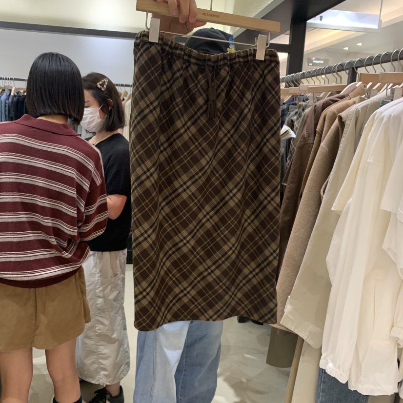 SELF SERVICE東大門㊣代購女士新品休閑半身裙中短裙流蘇格紋SELF SERVICE半身裙/中短裙圖色3
