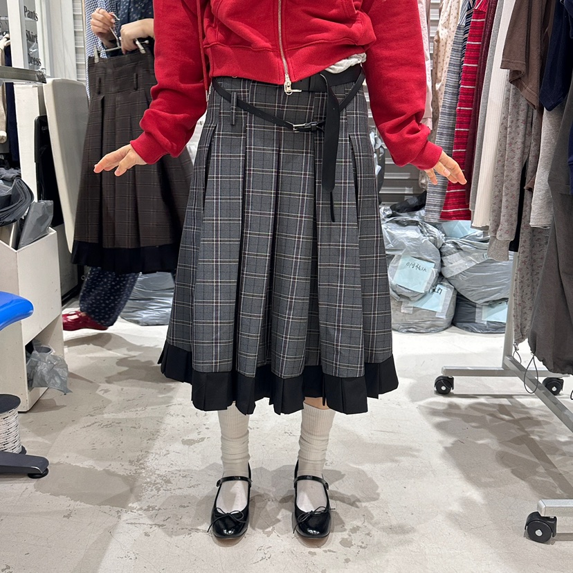 BRICKLANE韓國代購㊣女裝新款真品休閑半身裙中短裙不含腰帶BRICKLANE半身裙/中短裙圖色1