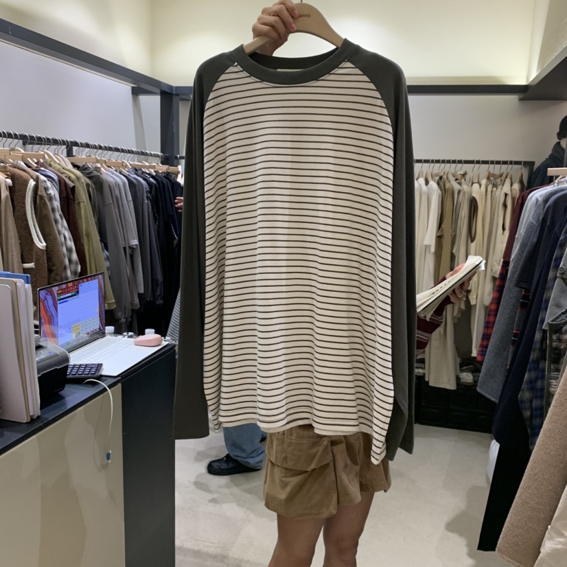 SELF SERVICE韓國代購㊣女裝新品職業時尚推薦25秋冬長袖T恤SELF SERVICE長袖T恤圖色1