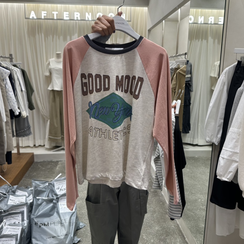 AFTERNOON韓國代購㊣女士新品25秋冬推薦休閑職業人氣長袖T恤AFTERNOON長袖T恤圖色1