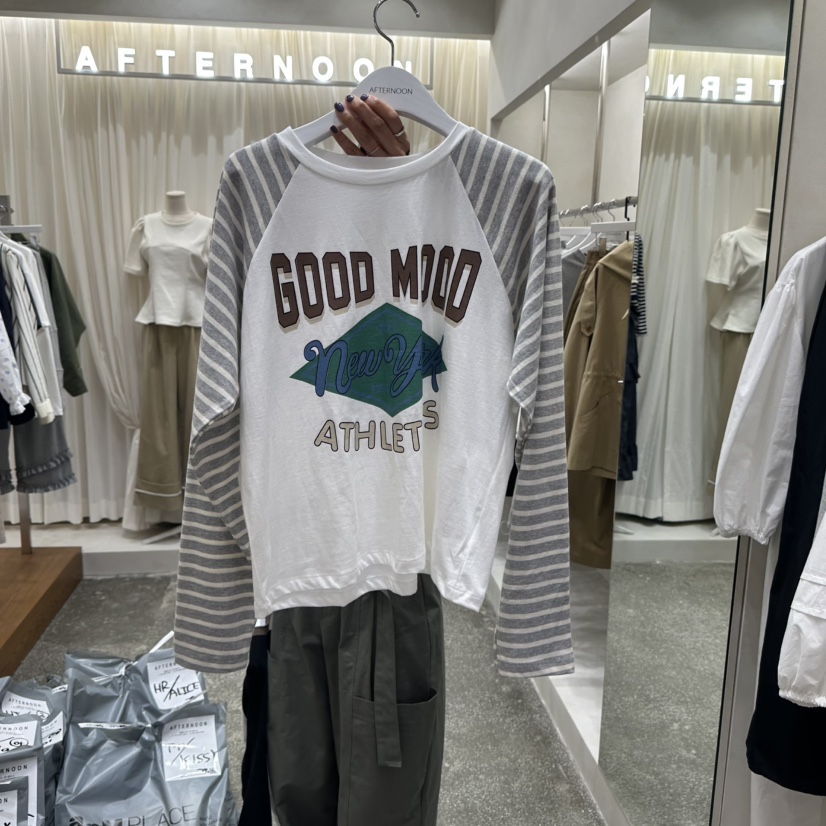 AFTERNOON韓國代購㊣女士新品25秋冬推薦休閑職業人氣長袖T恤AFTERNOON長袖T恤圖色3