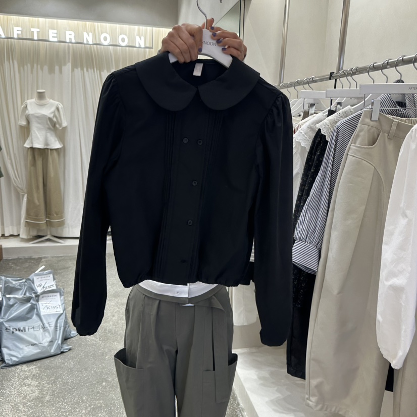 AFTERNOON韓國直郵㊣女士新品推薦時尚人氣襯衫蕾絲衫紐扣絨AFTERNOON襯衫/蕾絲衫圖色3