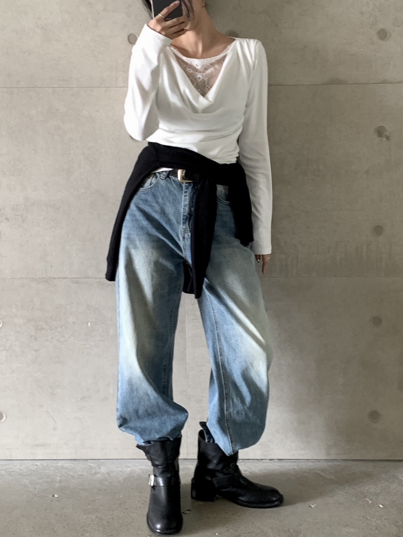 DAVICHI東大門㊣直郵女士新品真品推薦時尚牛仔褲含隨機腰帶DAVICHI牛仔褲