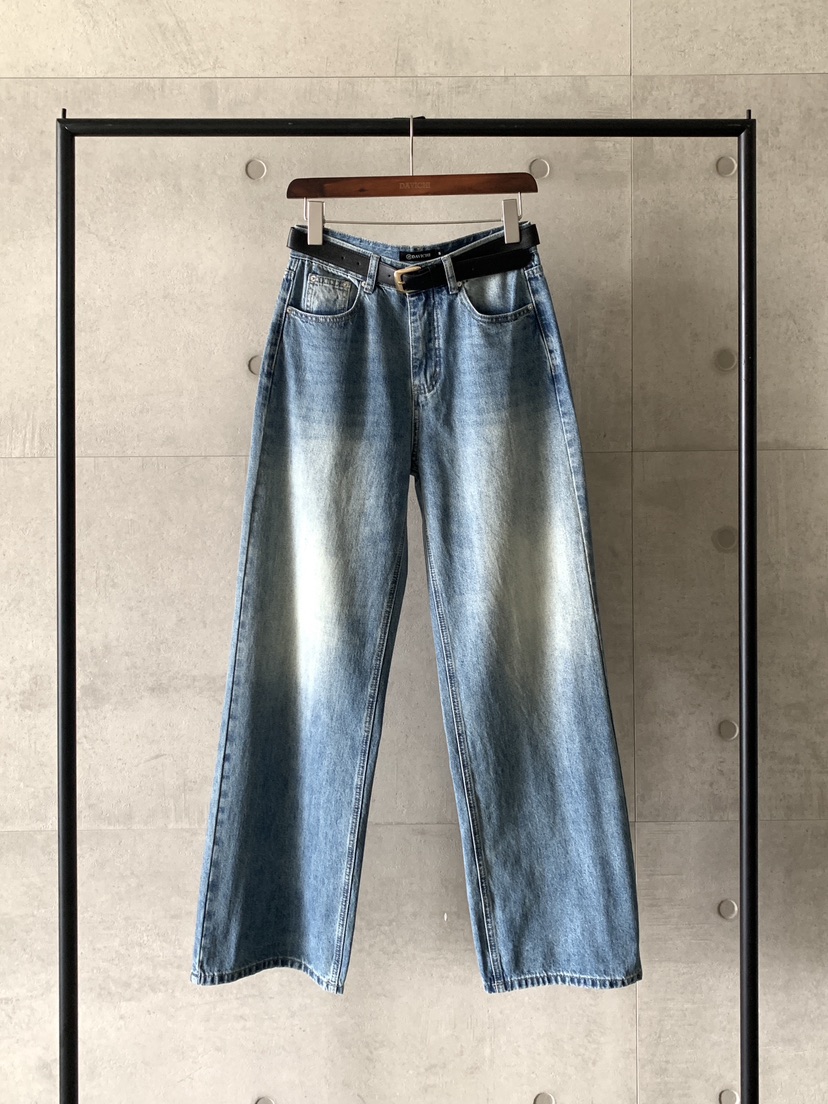 DAVICHI東大門㊣直郵女士新品真品推薦時尚牛仔褲含隨機腰帶DAVICHI牛仔褲圖色1