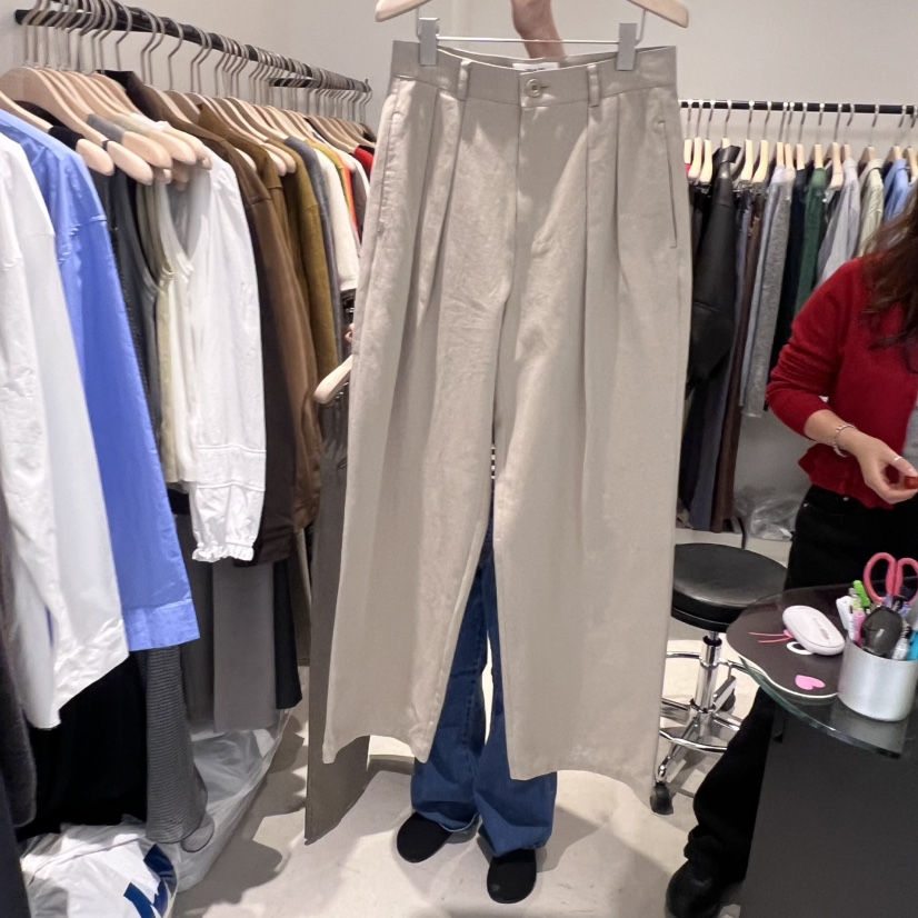 PLATE韓國代購㊣女士新款職業時尚真品熱賣推薦休閑褲斜紋棉布PLATE休閑褲圖色1