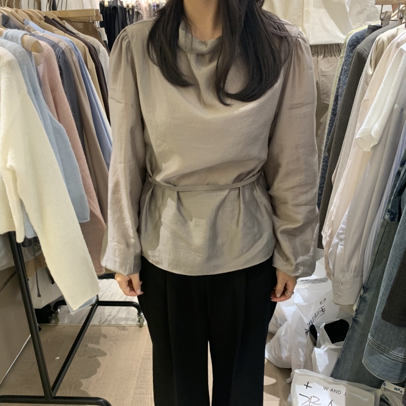 W AND J東大門㊣直郵女裝新款推薦休閑職業襯衫蕾絲衫高領W AND J襯衫/蕾絲衫圖色1
