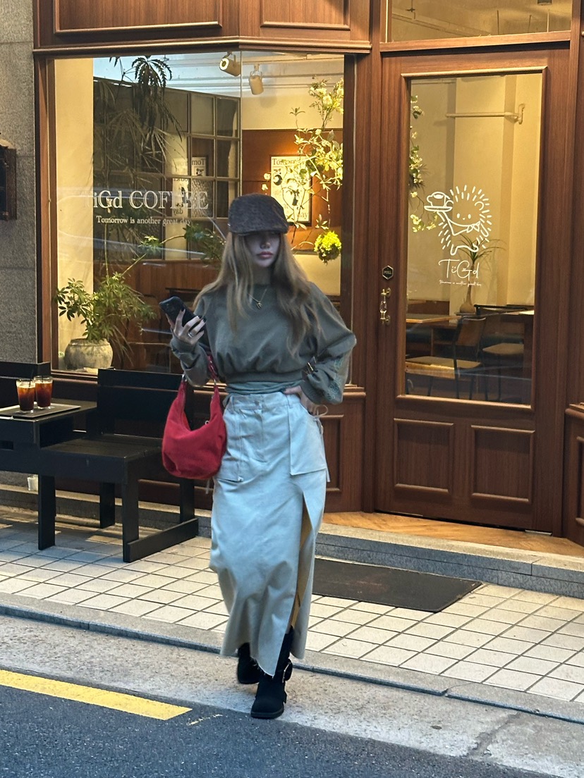 ZEROZERO韓國直郵㊣女士新款職業熱賣時尚人氣長裙工裝開衩ZEROZERO長裙圖色2