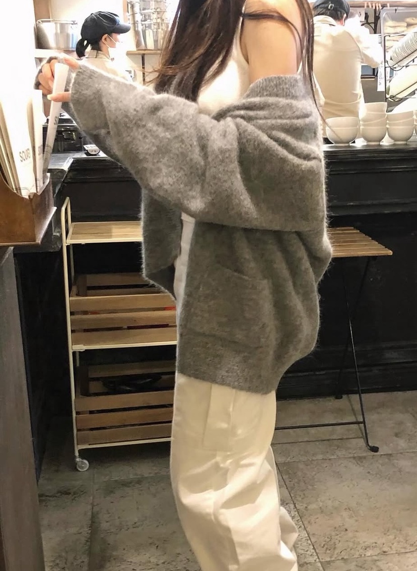 AWESOME-L東大門㊣實拍女裝新款熱賣人氣真品針織衫口袋開衫AWESOME-L針織衫