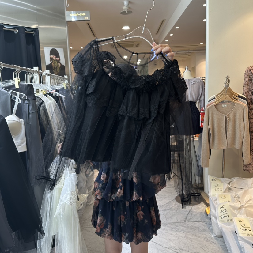 CHEAP-CHIC韓國直郵㊣女裝新款時尚推薦休閑襯衫蕾絲衫網眼CHEAP-CHIC/CHARLES THE SECOND襯衫/蕾絲衫圖色2