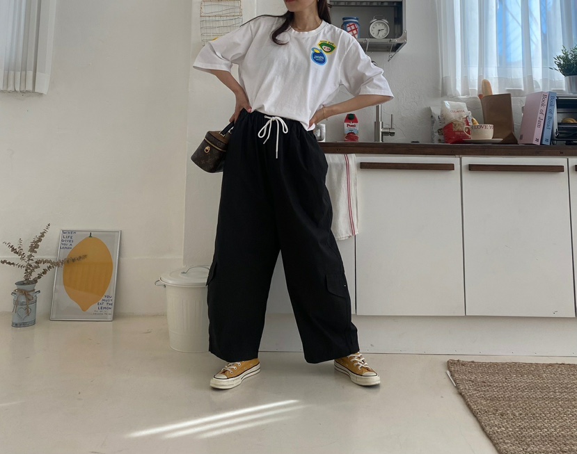 YESFREE韓國代購㊣女裝新款真品25秋冬時尚職業休閑休閑褲口袋YESFREE休閑褲