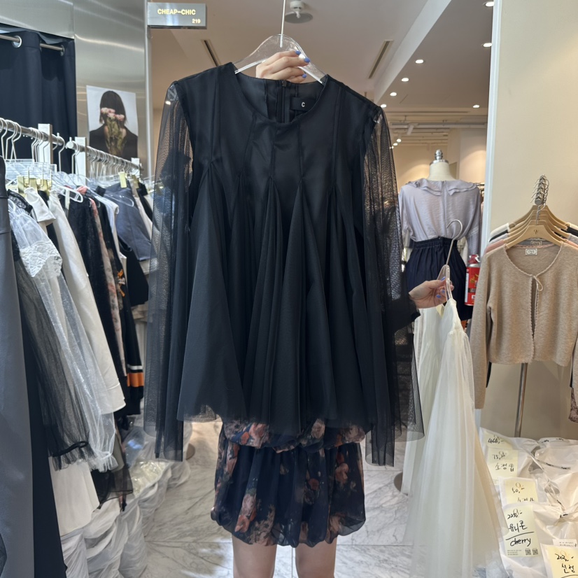 CHEAP-CHIC東大門㊣代購女士新款推薦熱賣時尚襯衫蕾絲衫網眼CHEAP-CHIC/CHARLES THE SECOND襯衫/蕾絲衫圖色2