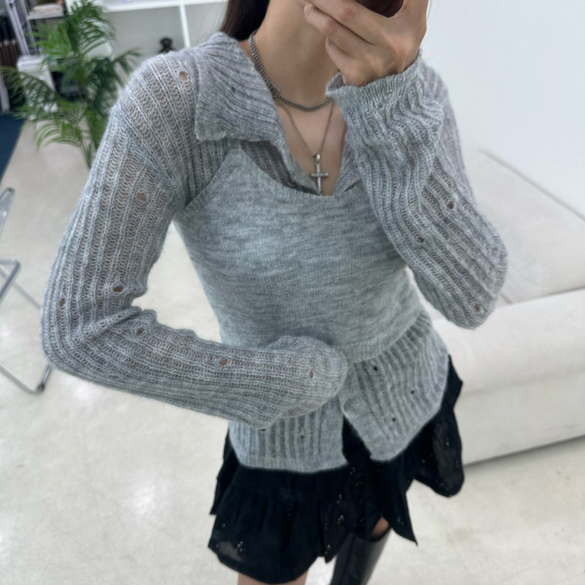 SOUIT韓國直郵㊣女裝新品休閑熱賣25秋冬推薦針織衫不含吊帶SOUIT by mabel-L針織衫