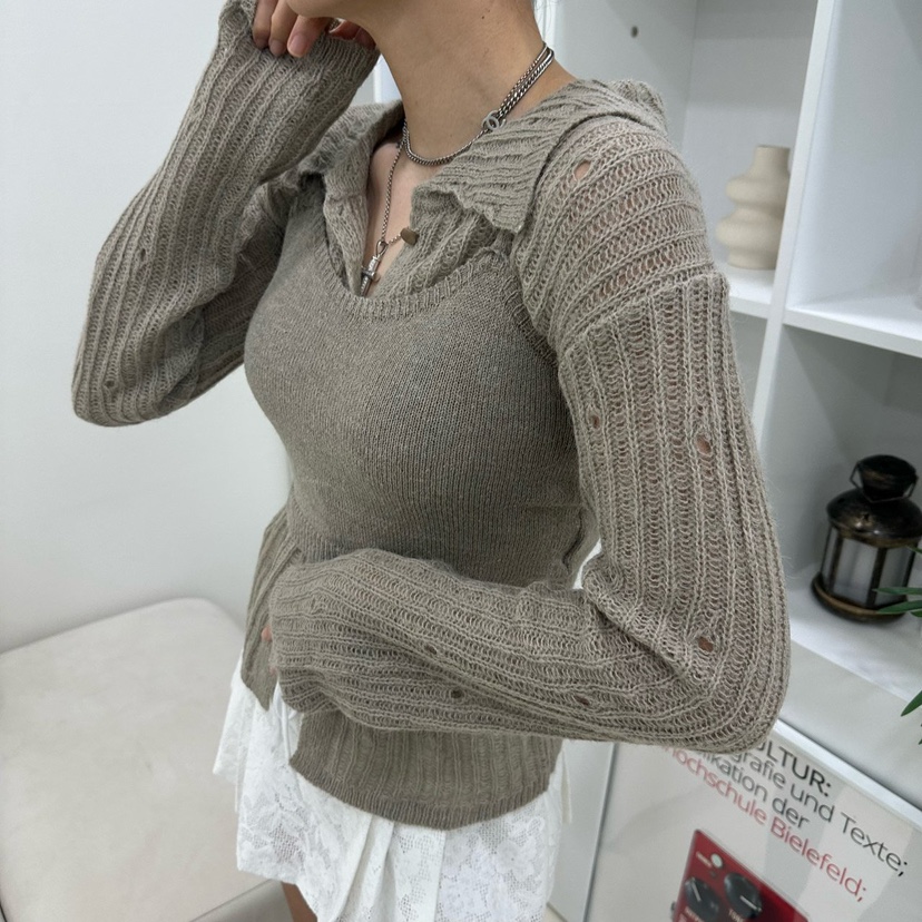 SOUIT韓國直郵㊣女裝新品休閑熱賣25秋冬推薦針織衫不含吊帶SOUIT by mabel-L針織衫