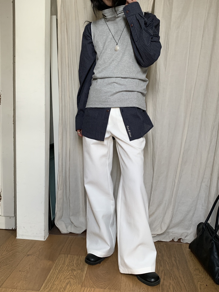 OURS韓國直郵㊣女裝新款人氣職業休閑時尚25秋冬襯衫蕾絲衫格紋OURS襯衫/蕾絲衫