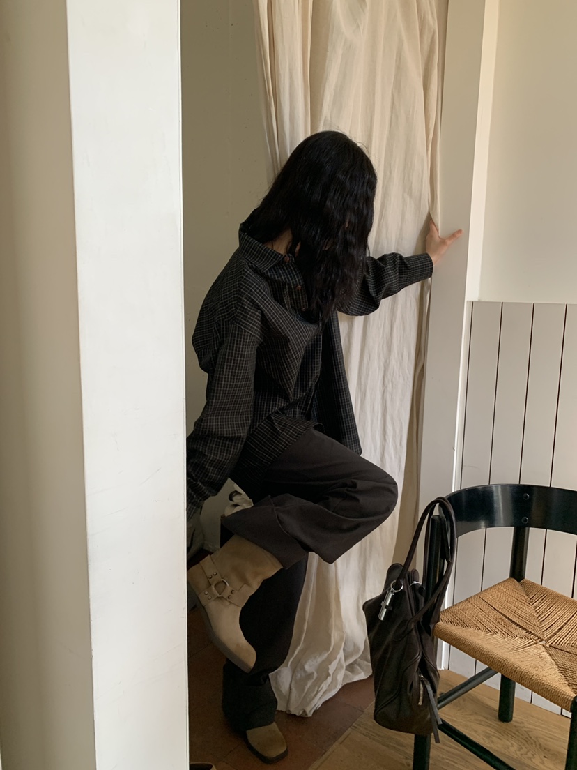 OURS韓國直郵㊣女裝新款人氣職業休閑時尚25秋冬襯衫蕾絲衫格紋OURS襯衫/蕾絲衫