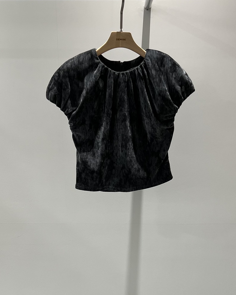 DENISE東大門㊣實拍女裝新品熱賣25秋冬真品襯衫蕾絲衫褶皺DENISE襯衫/蕾絲衫圖色2