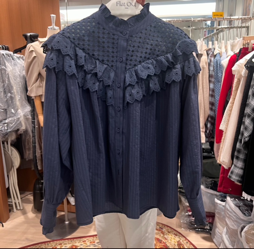 OGI韓國代購㊣女裝新品人氣職業真品休閑推薦時尚襯衫蕾絲衫FLat OGI襯衫/蕾絲衫