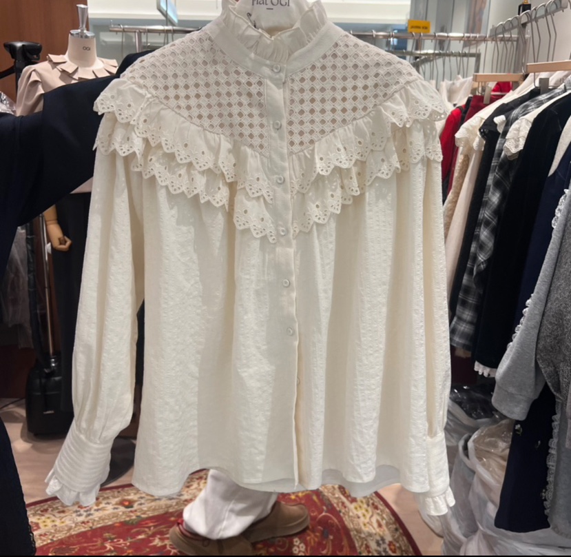 OGI韓國代購㊣女裝新品人氣職業真品休閑推薦時尚襯衫蕾絲衫FLat OGI襯衫/蕾絲衫圖色2