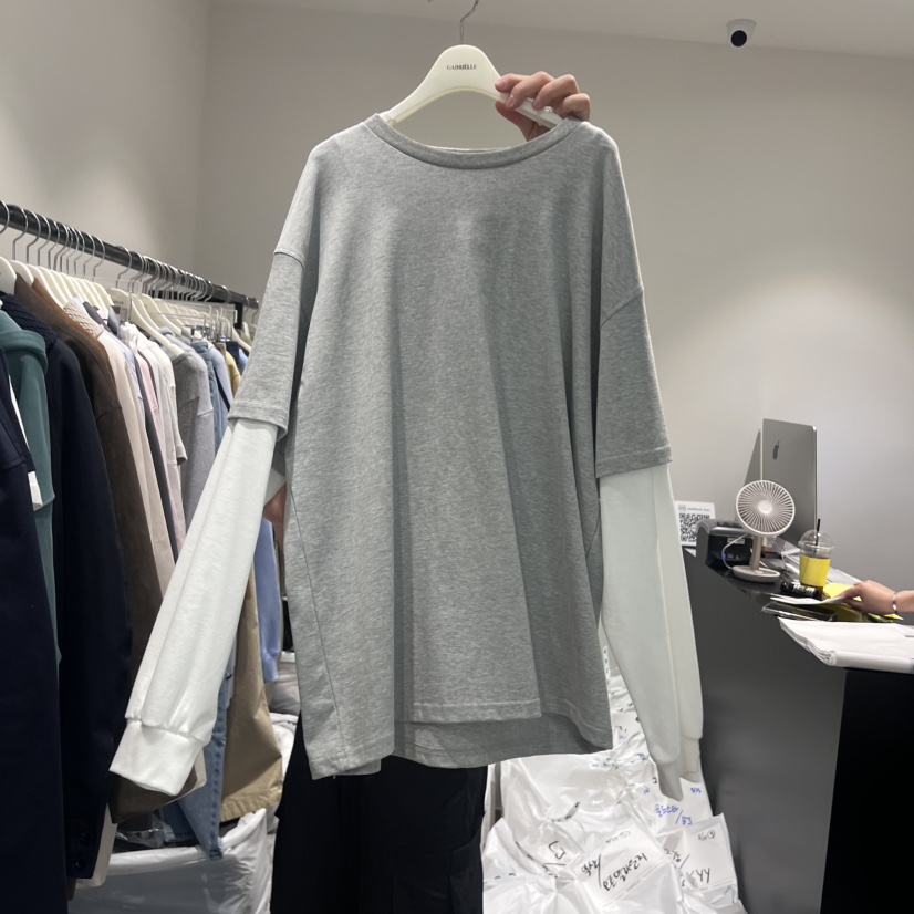 GABRIELLE韓國代購㊣女士新品時尚推薦熱賣真品長袖T恤假兩件GABRIELLE長袖T恤圖色1