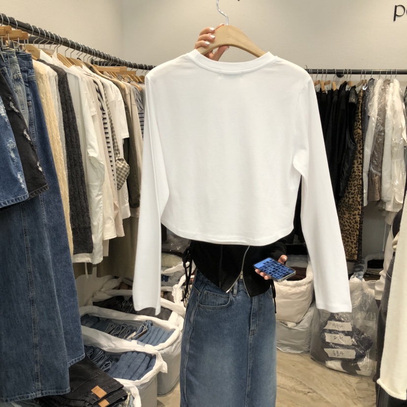 ALMOND PEPE韓國直郵㊣女裝新品推薦人氣職業真品長袖T恤緊身ALMOND PEPE長袖T恤