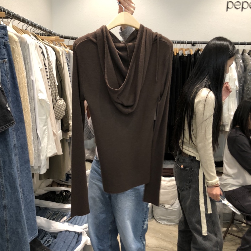 ALMOND PEPE韓國代購㊣女士新品25秋冬針織衫連帽針織衫羊毛ALMOND PEPE針織衫