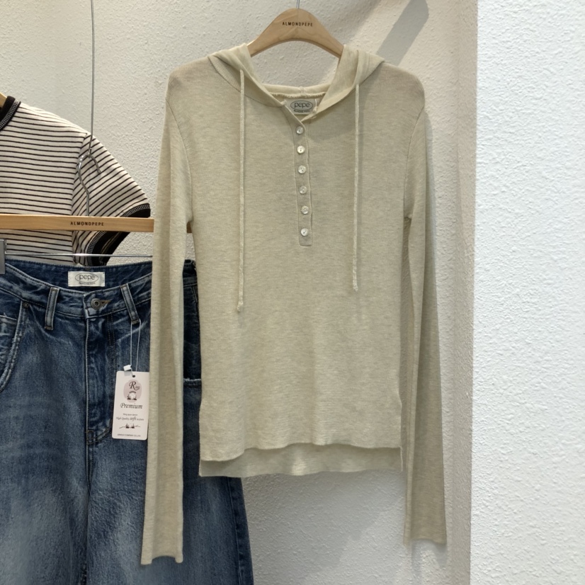 ALMOND PEPE韓國代購㊣女士新品25秋冬針織衫連帽針織衫羊毛ALMOND PEPE針織衫圖色1