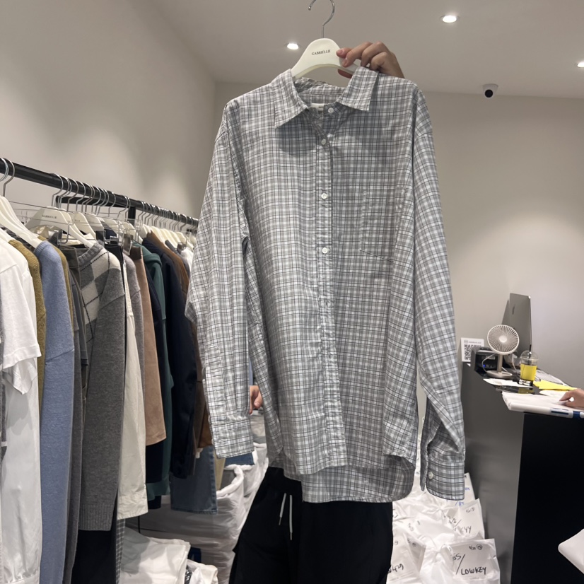 GABRIELLE韓國直郵㊣女裝新品休閑熱賣25秋冬襯衫蕾絲衫格紋GABRIELLE襯衫/蕾絲衫圖色1