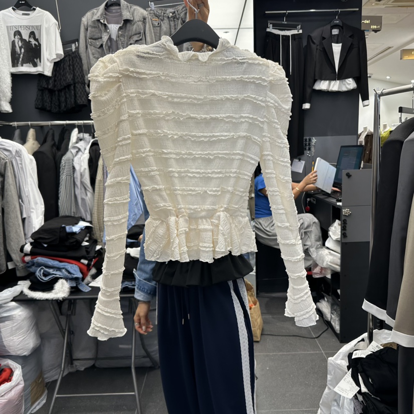 A-DEL韓國代購㊣女裝新品熱賣休閑人氣25秋冬襯衫蕾絲衫蕾絲A-DEL襯衫/蕾絲衫