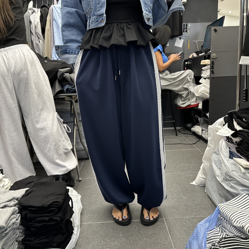 A-DEL韓國直郵㊣女裝新款25秋冬職業時尚熱賣真品休閑褲蕾絲A-DEL休閑褲圖色2