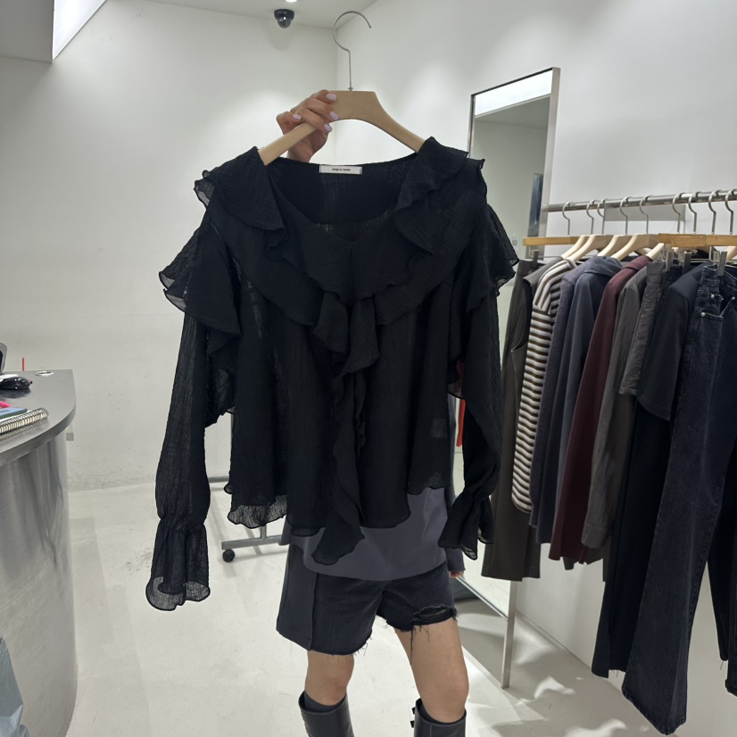 REPELLER韓國代購㊣女裝新品職業人氣休閑25秋冬襯衫蕾絲衫REPELLER襯衫/蕾絲衫圖色2