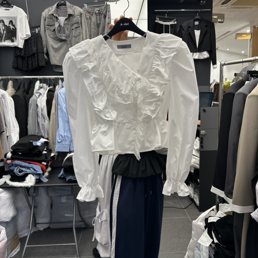 A-DEL韓國直郵㊣女裝新品真品職業推薦時尚休閑襯衫蕾絲衫A-DEL襯衫/蕾絲衫