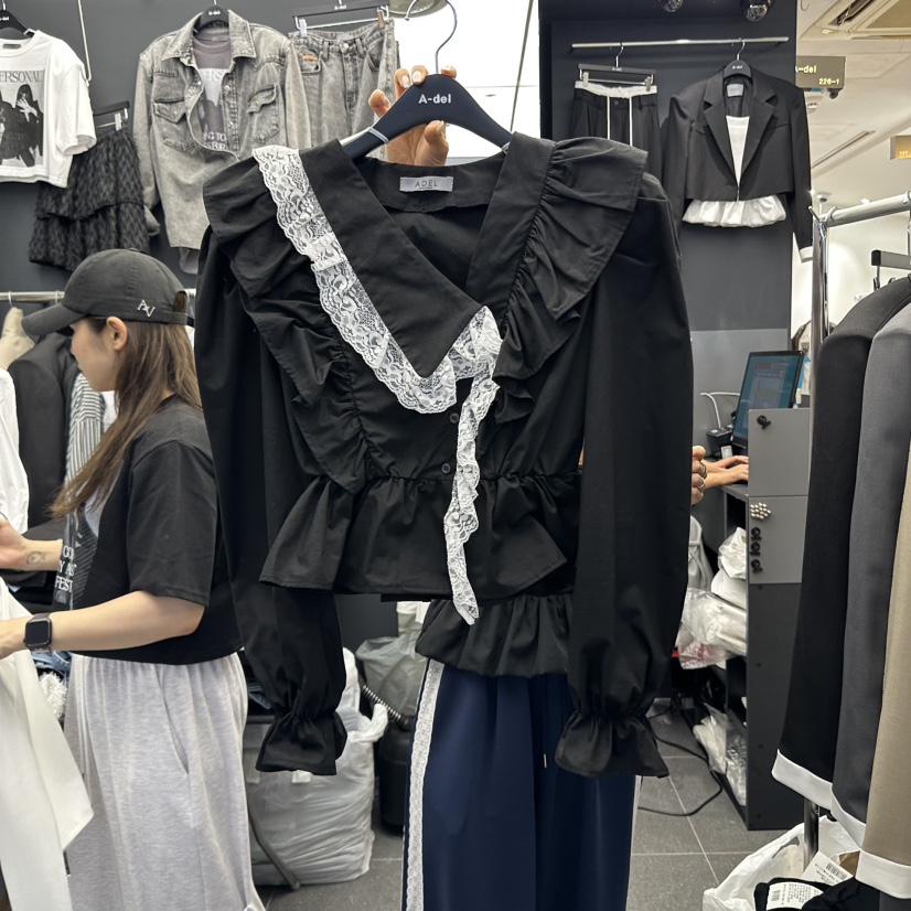 A-DEL韓國直郵㊣女裝新品真品職業推薦時尚休閑襯衫蕾絲衫A-DEL襯衫/蕾絲衫圖色2