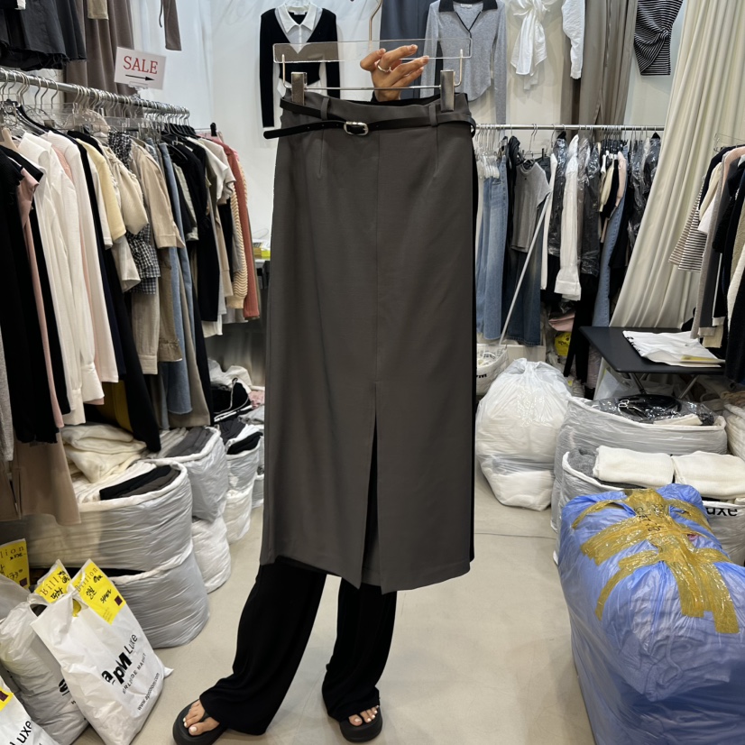 BILLION-L東大門㊣實拍女士新款人氣職業時尚長裙不含腰帶BILLION-L長裙圖色1