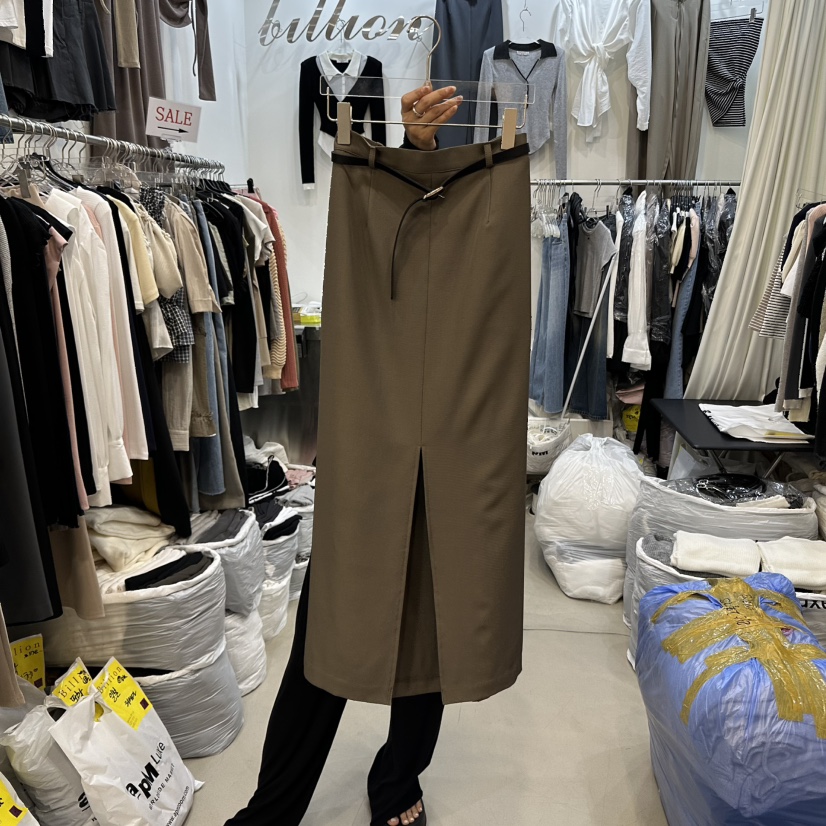 BILLION-L東大門㊣實拍女士新款人氣職業時尚長裙不含腰帶BILLION-L長裙圖色2
