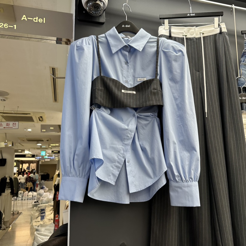A-DEL韓國代購㊣女裝新品推薦時尚25秋冬人氣休閑襯衫蕾絲衫A-DEL襯衫/蕾絲衫圖色3