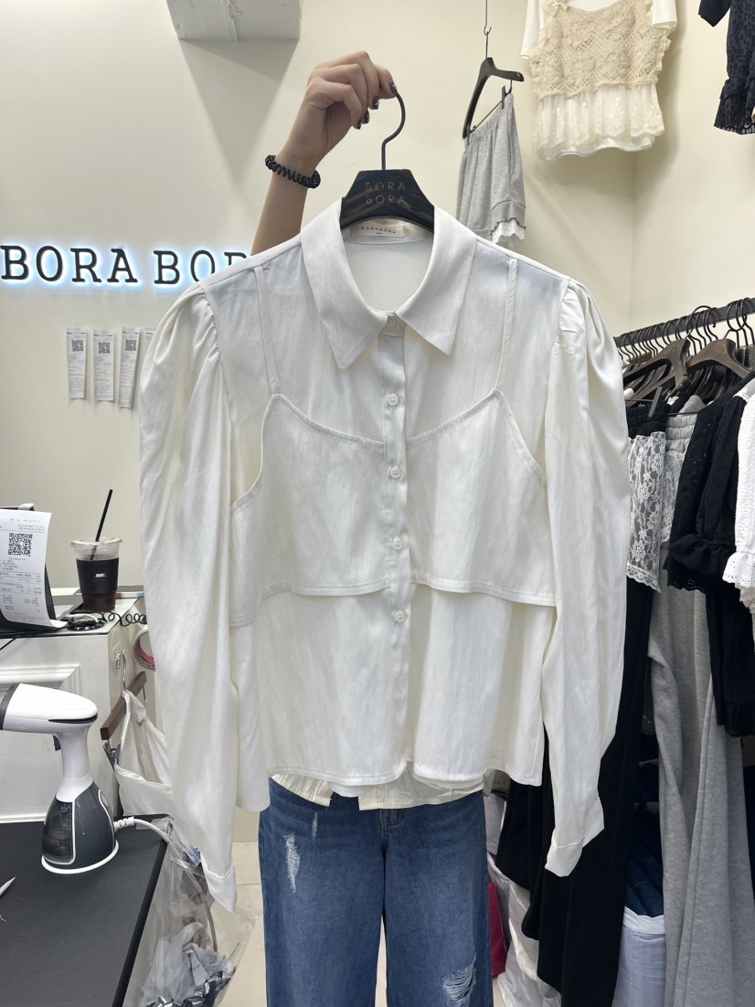 BORA BORA韓國直郵㊣女士新品真品職業25秋冬襯衫蕾絲衫含領帶BORA BORA襯衫/蕾絲衫圖色1