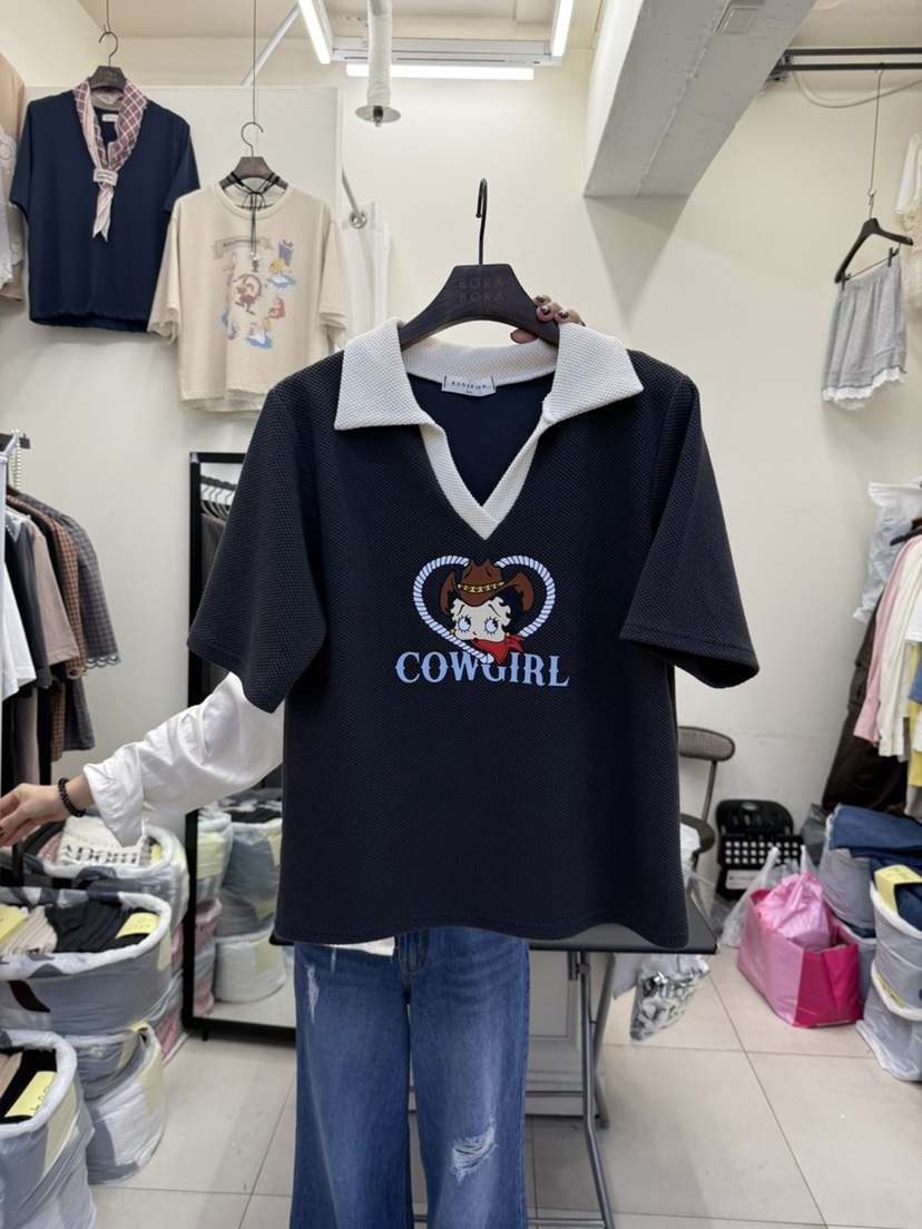 BORA BORA韓國直郵㊣女裝新品休閑人氣推薦25秋冬職業熱賣T恤BORA BORAT恤圖色2