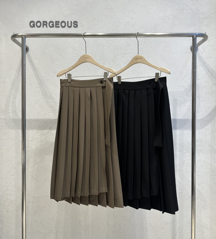 GORGEOUS韓國代購㊣女裝新款職業時尚25秋冬人氣推薦長裙褶皺GORGEOUS長裙