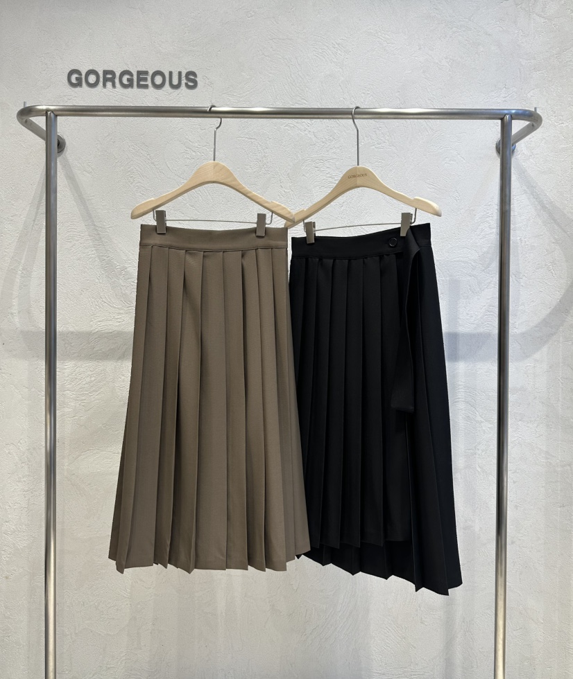 GORGEOUS韓國代購㊣女裝新款職業時尚25秋冬人氣推薦長裙褶皺GORGEOUS長裙