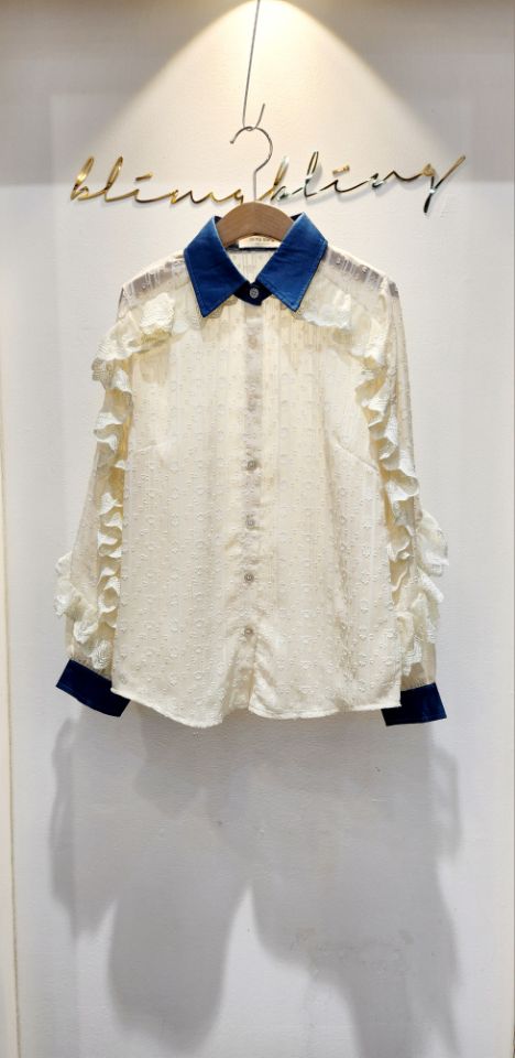 BLING BLING-S韓國代購㊣女裝新品人氣休閑真品襯衫蕾絲衫BLING BLING-S襯衫/蕾絲衫圖色1