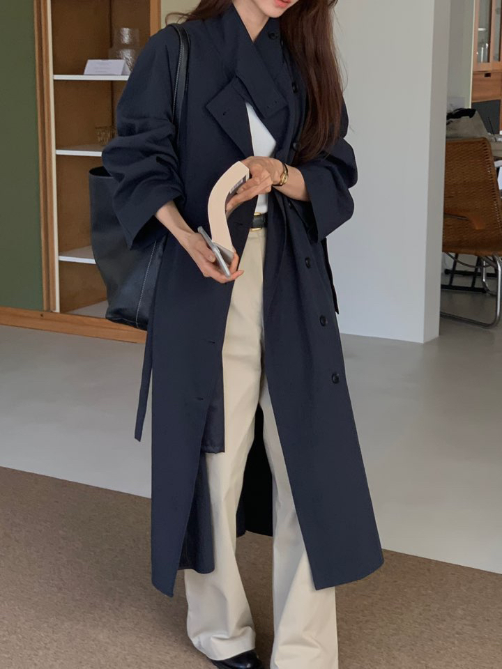 NOTICE韓國代購㊣女士新品人氣時尚真品職業長款風衣含腰帶NOTICE長款風衣