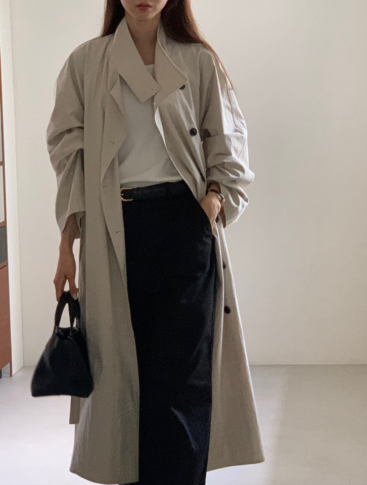 NOTICE韓國代購㊣女士新品人氣時尚真品職業長款風衣含腰帶NOTICE長款風衣