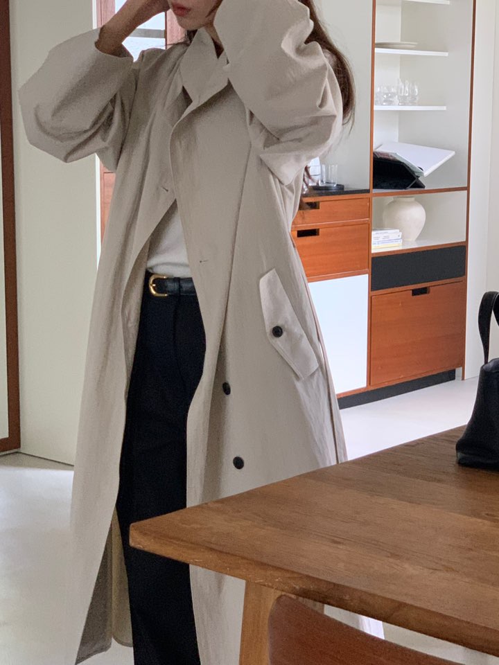 NOTICE韓國代購㊣女士新品人氣時尚真品職業長款風衣含腰帶NOTICE長款風衣