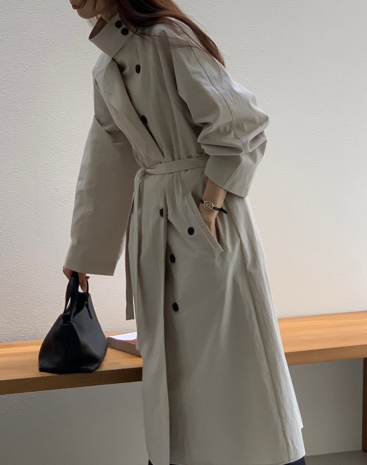 NOTICE韓國代購㊣女士新品人氣時尚真品職業長款風衣含腰帶NOTICE長款風衣