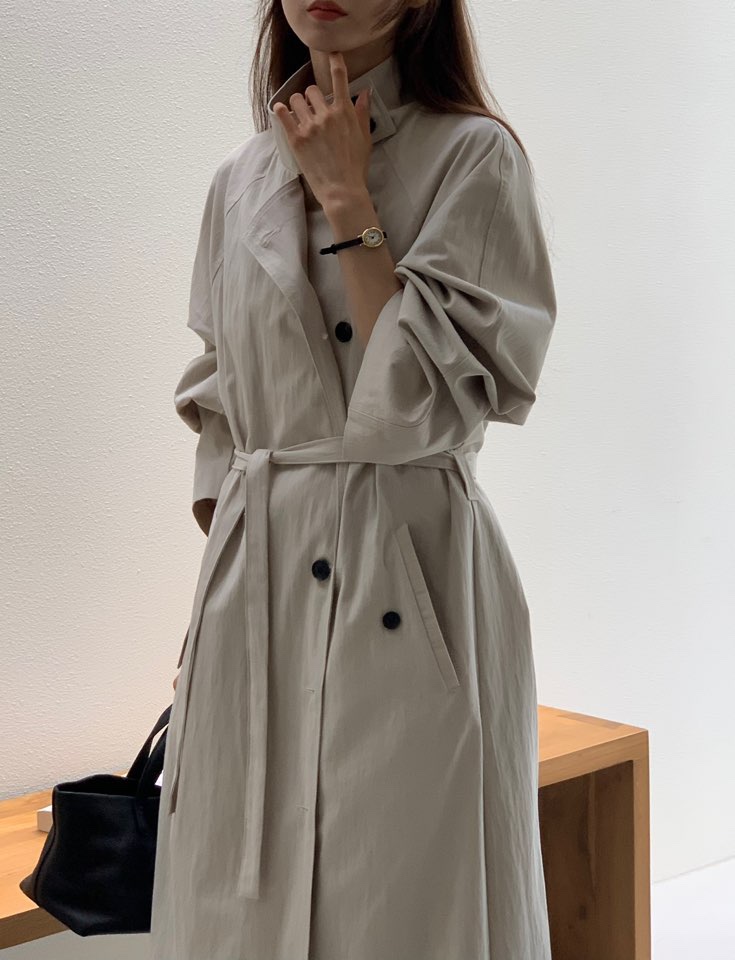 NOTICE韓國代購㊣女士新品人氣時尚真品職業長款風衣含腰帶NOTICE長款風衣