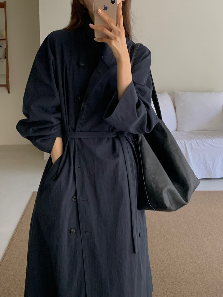 NOTICE韓國代購㊣女士新品人氣時尚真品職業長款風衣含腰帶NOTICE長款風衣