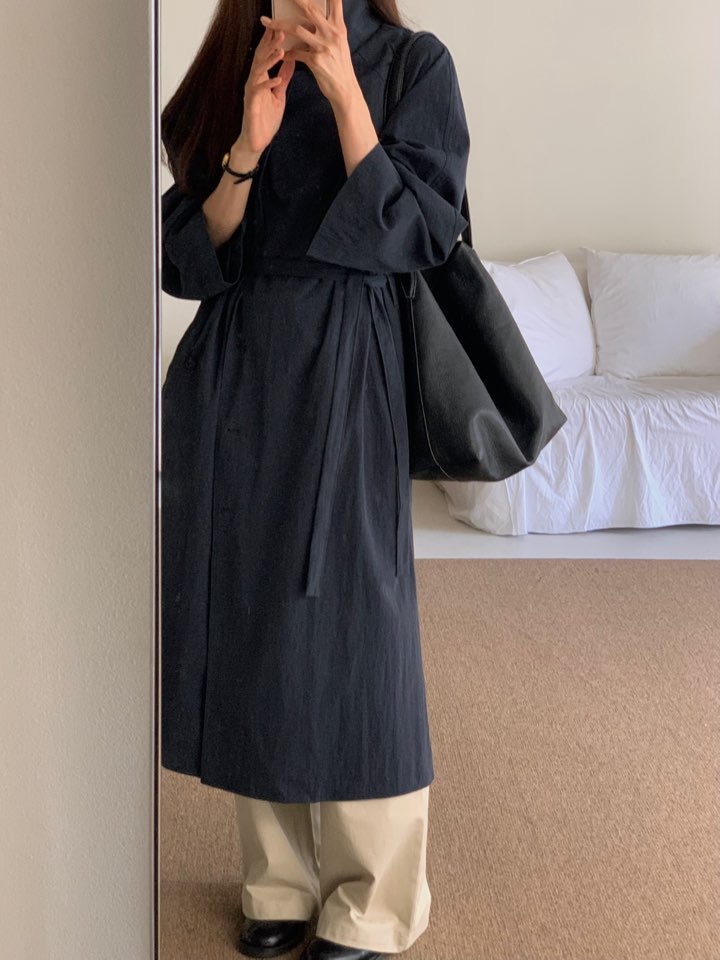 NOTICE韓國代購㊣女士新品人氣時尚真品職業長款風衣含腰帶NOTICE長款風衣