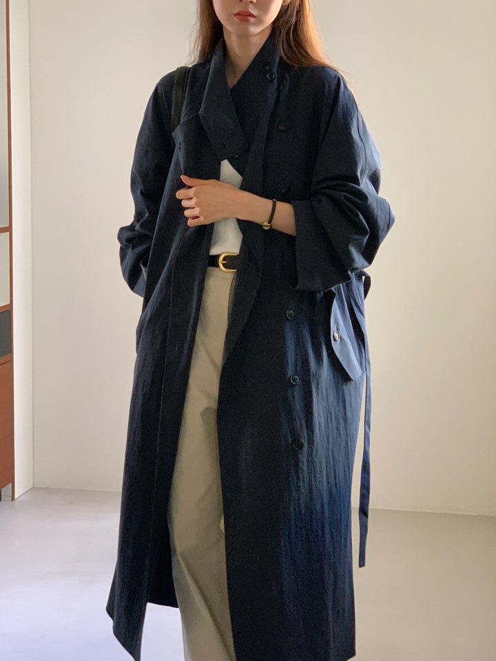 NOTICE韓國代購㊣女士新品人氣時尚真品職業長款風衣含腰帶NOTICE長款風衣
