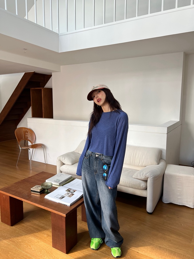 SOLAR東大門㊣直郵女裝新款休閑熱賣人氣時尚長袖T恤羊毛短款SOLAR長袖T恤